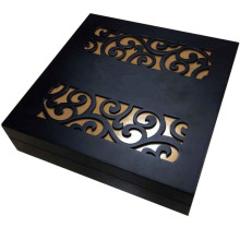 Caja de envasado de pluma de madera para logotipo tallado de regalo